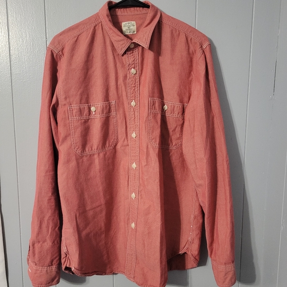 J.Crew Medium Chambray Red Long Sleeve Dress Shirt